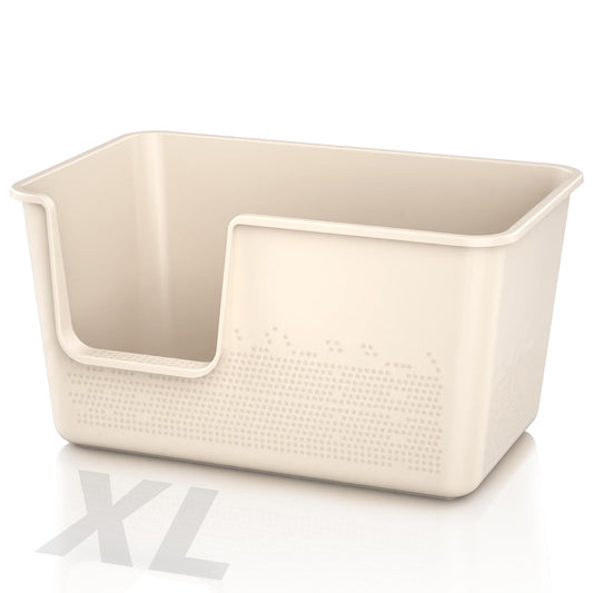 Cat Litter Box with High Sided,24.8" Lx11.4 Wx13.0 H,Extra Large Cat Litter Box for Big Cats,XL Jumbo Kitty Litter Box for Indoor Cats,Tool-Free Assembly (Grey)