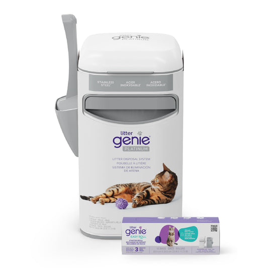 Litter Genie Easy Roll Cat Litter Disposal Pail | Odour Control, Refill Bags & Scoop