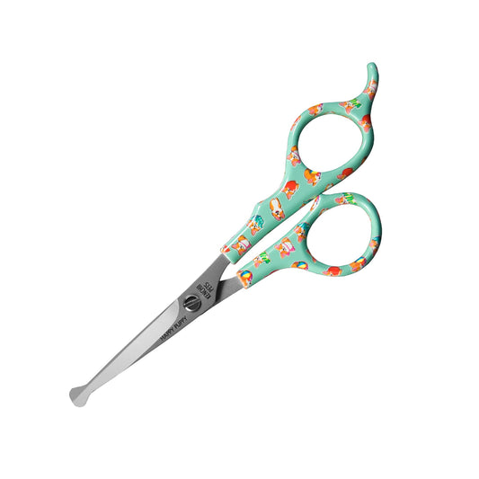 Kenchii Happy Kitty Ball Tip Shears Trimming Scissors for Cats | Pet Grooming Kitten Essentials | Stainless Steel Safety Blunt Tip Scissors | 5.5 In