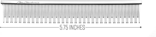 Chris Christensen 6in Cat/Carding Dual Tooth Butter Comb, Groom Like a Professional, Rounded Corners Prevent Friction and Breakage, Solid Brass Spin with Steel Teeth, Chrome Finish