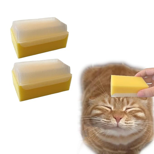 2PC Soft Cat Brush for Grooming - Gentle Cat Tongue Brush with1300+Barbed Serrations, Brushes for Sensitive Cats-Lightweight, gentle, Perfect for Daily Grooming&Enhancing Bonding (yellow)