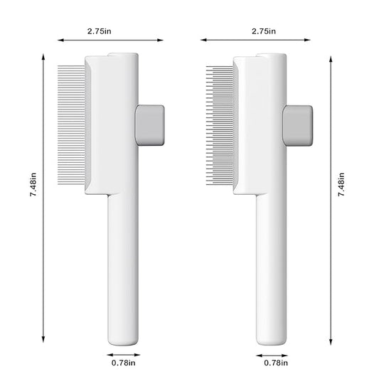 Pet Grooming Combo - Flea Comb(Dense Teeth) and Pet Hair Removal Comb(Long & Short Stainless Steel Teeth) with Release Button for Grooming Massaging and Cleaning Remove Fleas on Cat and Dog