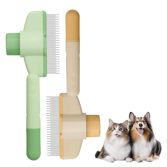 [ 2 Packs ] Flea Comb for Dogs and Cats with Release Button Fine Tooth - Dog Comb for Grooming Massaging and Cleaning - Pet Comb for Dogs and Cats, Comfort and safety
