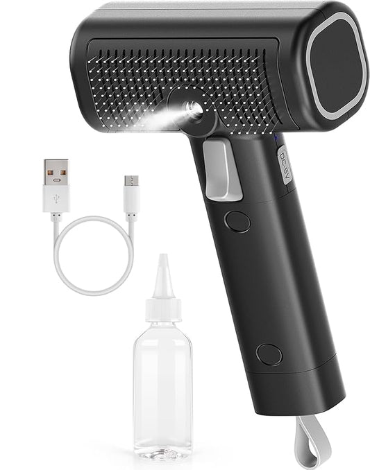 Pet Steam Brush for Indoor Cats & Dogs Grooming, Spray Hair Removal Comb for Massaging, Deshedding & Dander, Water Brush for Long & Short Haired Pets Spritz Defur Comb