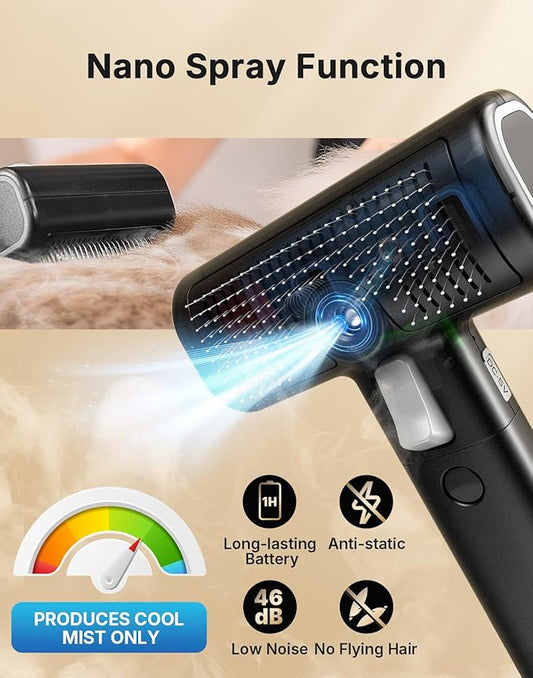 Pet Steam Brush for Indoor Cats & Dogs Grooming, Spray Hair Removal Comb for Massaging, Deshedding & Dander, Water Brush for Long & Short Haired Pets Spritz Defur Comb