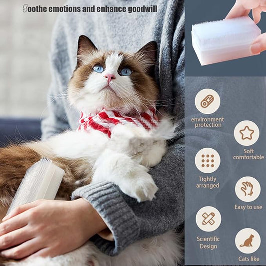 2PC Soft Cat Brush for Grooming - Gentle Cat Tongue Brush with1300+Barbed Serrations, Brushes for Sensitive Cats-Lightweight, gentle, Perfect for Daily Grooming&Enhancing Bonding (blue)